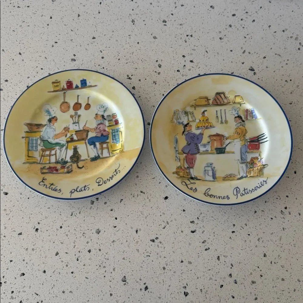 Williams Sonoma French Chef Cuisine Salad/Dessert Set of 5 Plates Made in Japan